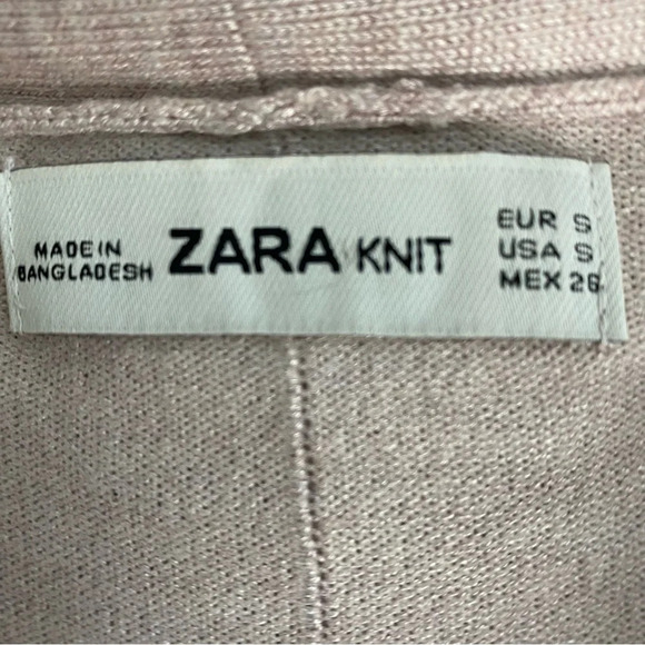 Zara Knit Soft Open Front Blush Pink Cardigan Size Small - Picture 6 of 6